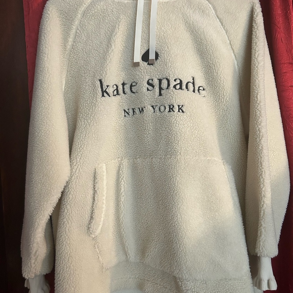 Kate Spade Cream Sherpa pullover hoodie.
